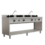 Wok à gaz professionnel inox 4 feux – 4 × 15 kW