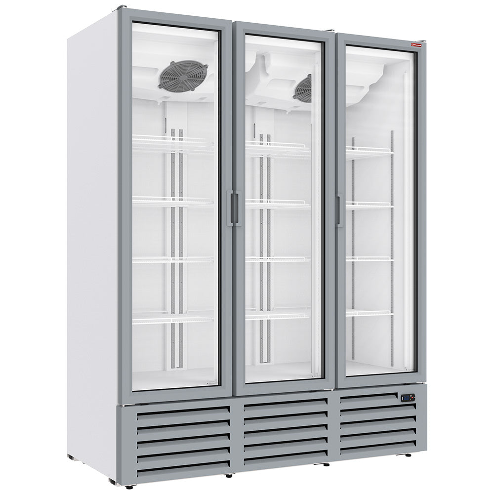 Vitrinekast met positieve ventilatie, 1455 liter, 3 draaideuren - WIT 