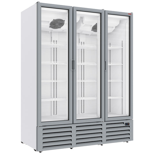 Vitrine ventilée positive 1455 litres, 3 portes battantes - BLANCHE