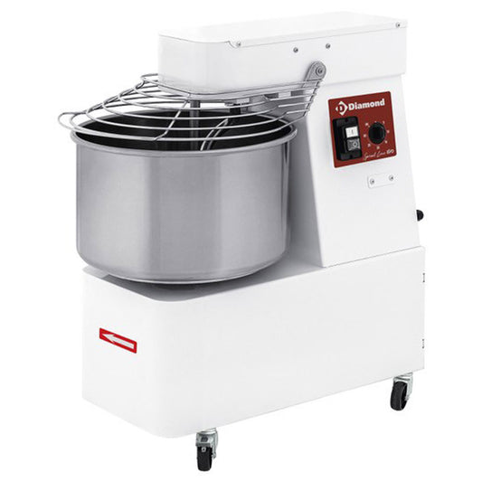 Spiraalmixer 33 liter, 2 snelheden, timer, op wielen 