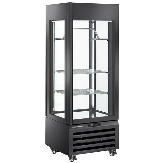 Vitrine "FULL vitrée" 440 Lt., 2 étagères & barre à viande, ventilée - MEAT - NOIR MAX/507-MB