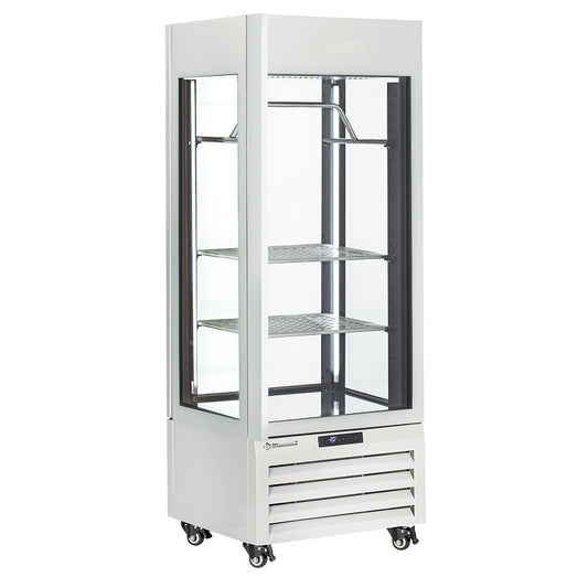 Vitrine "FULL vitrée" 440 Lt., 2 étagères & barre à viande, ventilée - MEAT - BLANC MAX/507-MW