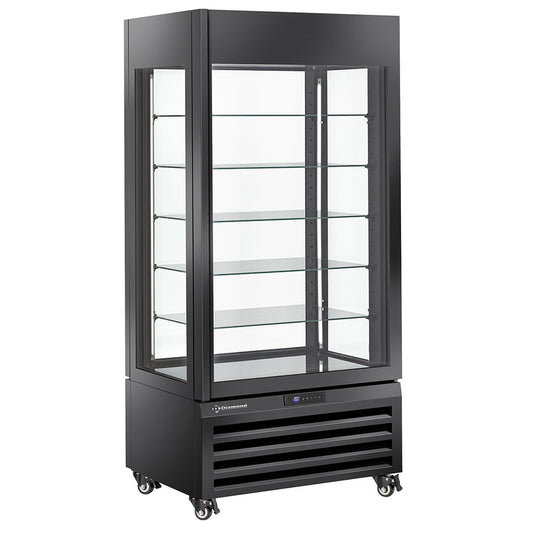 Vitrine "FULL vitrée" 600 Lt., 5 niveaux en verre, ventilée - ICE CREAM & PASTRY - NOIR MAX/609-BB