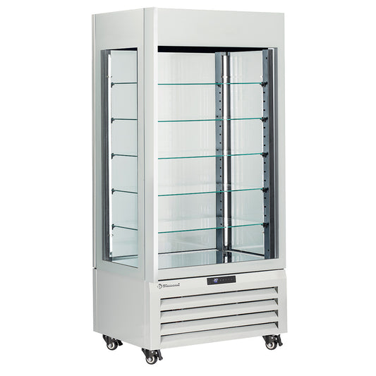 Vitrine "FULL vitrée" 600 Lt., 5 niveaux en verre, ventilée - PASTRY - BLANC MAX/609-PW