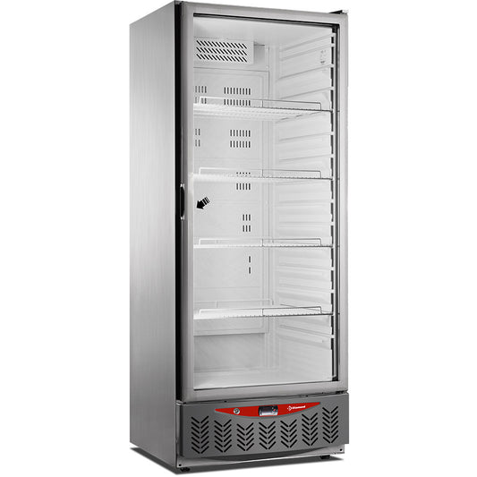 Frigo ventilé, 525 litres, porte vitrée, GN2/1+600x400, acier inox PFV55/X-R6G