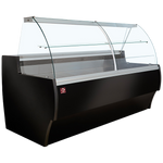 Comptoir vitrine réfrigéré à vitre bombée, ventilé, avec réserve - NOIR MA15/B5-R2V