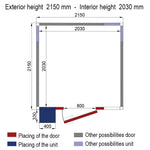 ISO 60-kamer met koelunit, binnenafmetingen 2030 x 2030 x h2030 mm (8,37 m³)