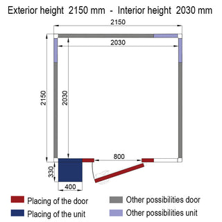 Chambre ISO 60 avec groupe, dim.int. 2030 x 2030 x h2030mm (8,37m³ )