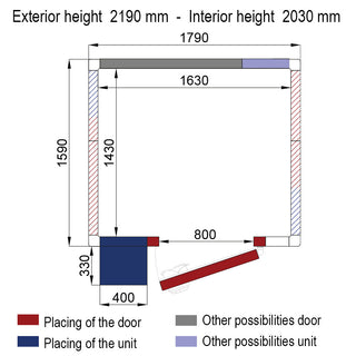 Chambre ISO 80 avec groupe, dim.int. 1630 x 1430 x h2030mm (4,73m³)