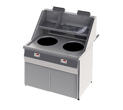 Friteuse gaz - Type Santana - Cuves rondes - 2 cuves rondes avec aspiration