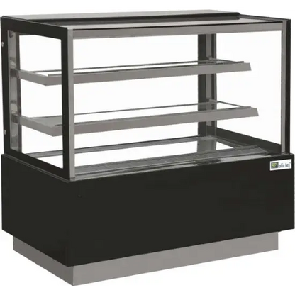 1200 Vitrine 4 faces vitrée Vitrage droit • 2 étagères