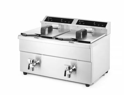 Friteuse à Induction Professionnelle HENDI Profi Line 2x 8L - 7000W, Robinet de Vidange & Précision