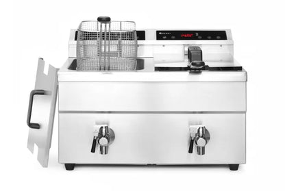 Friteuse à Induction Professionnelle HENDI Profi Line 2x 8L - 7000W, Robinet de Vidange & Précision
