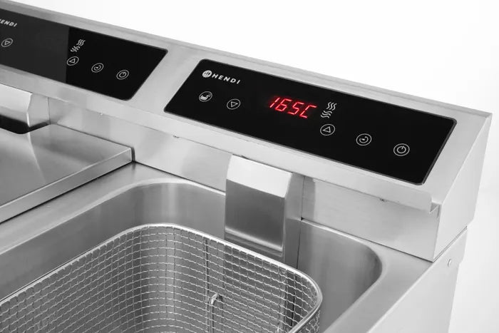 Friteuse à Induction Professionnelle HENDI Profi Line 2x 8L - 7000W, Robinet de Vidange & Précision
