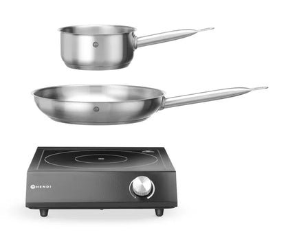 Set Induction HENDI Pro 3500W : Plaque, Casserole & Poêle Inox - Kit Complet
