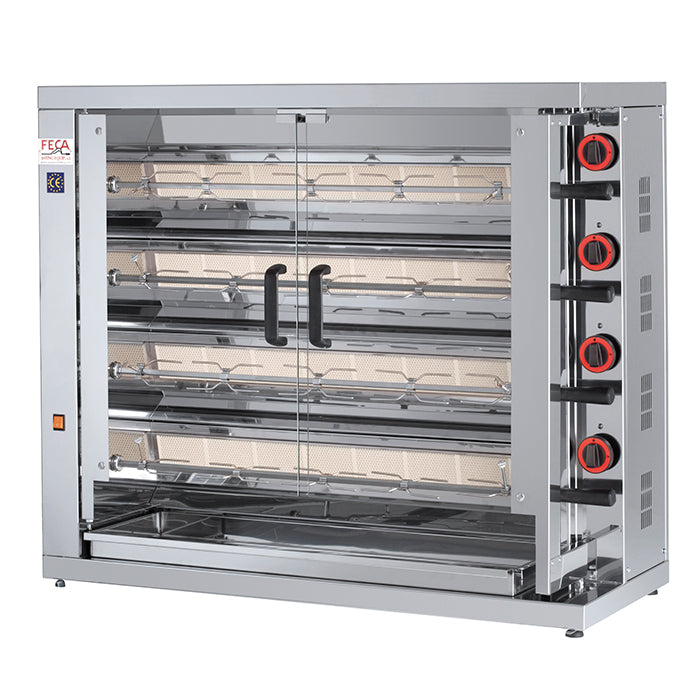 ROTISSOIRE A POULETS GAZ, 4 BROCHES, MAX 16 POULETS