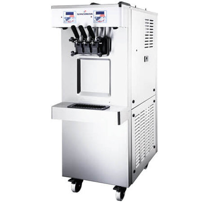 Machine à glace soft et frozen yogurt professionnel par pompe vertical à roulettes 2x12 l