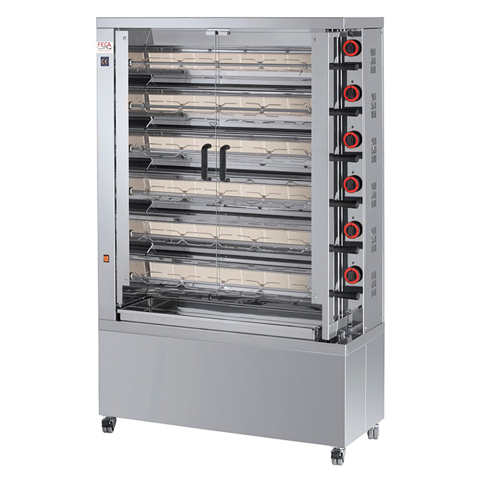 ROTISSOIRE A POULETS GAZ, 6 BROCHES, MAX 24 POULETS
