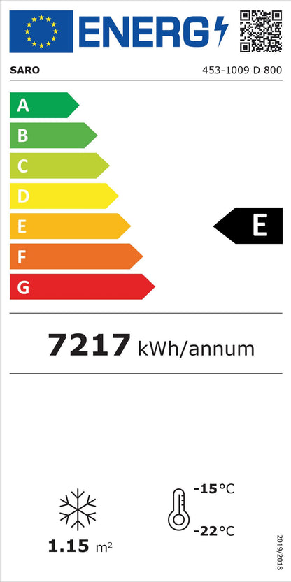 Congélateur Vitré Professionnel 2 Portes - 800 Litres - Modèle SARO D 800 Blanc
