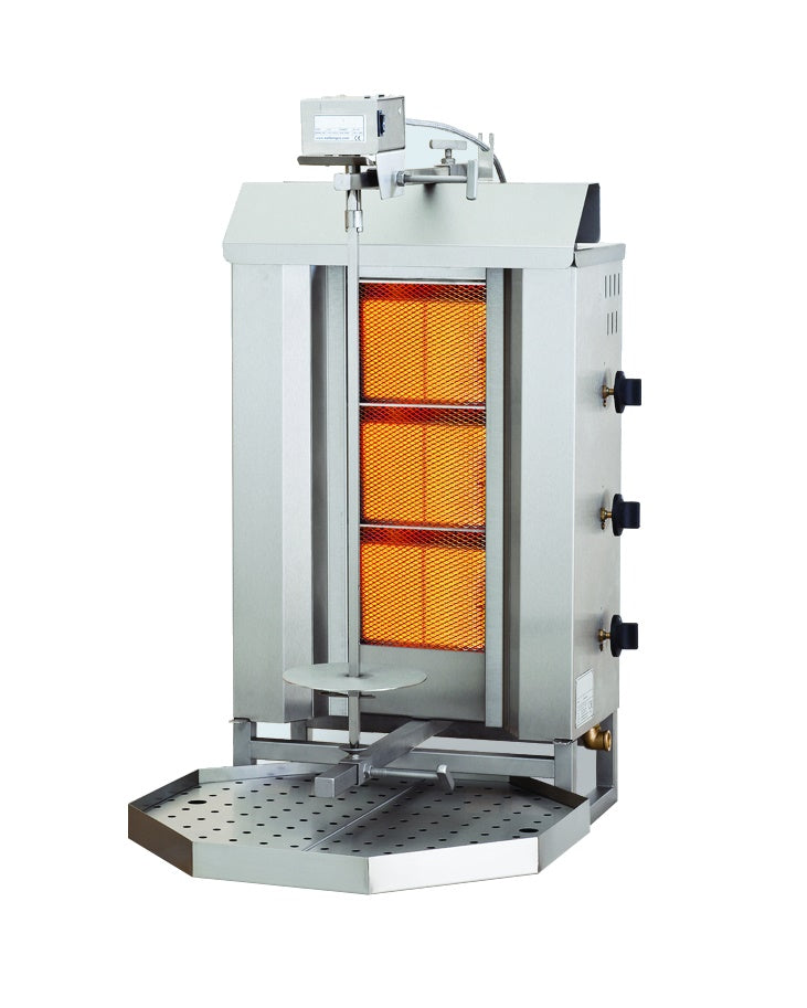 Gyros grill de gaz moteur au-dessus 3 zones de chauffage — Combisteel 7049.0005