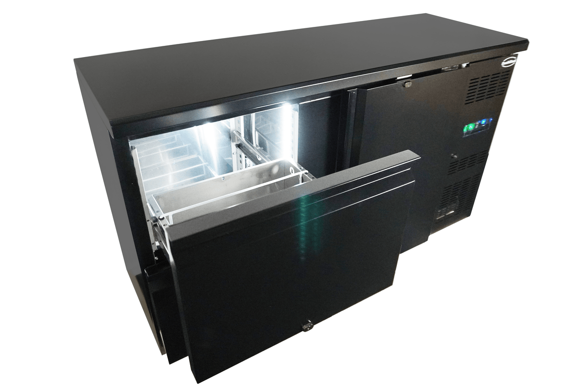 Arrière bar réfrigérée noir 1 porte et 2 tiroirs — Combisteel 7450.0316