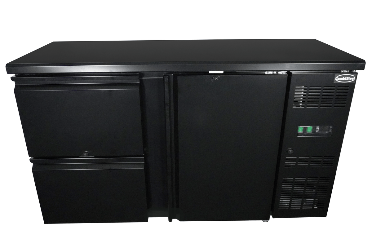 Arrière bar réfrigérée noir 1 porte et 2 tiroirs — Combisteel 7450.0316