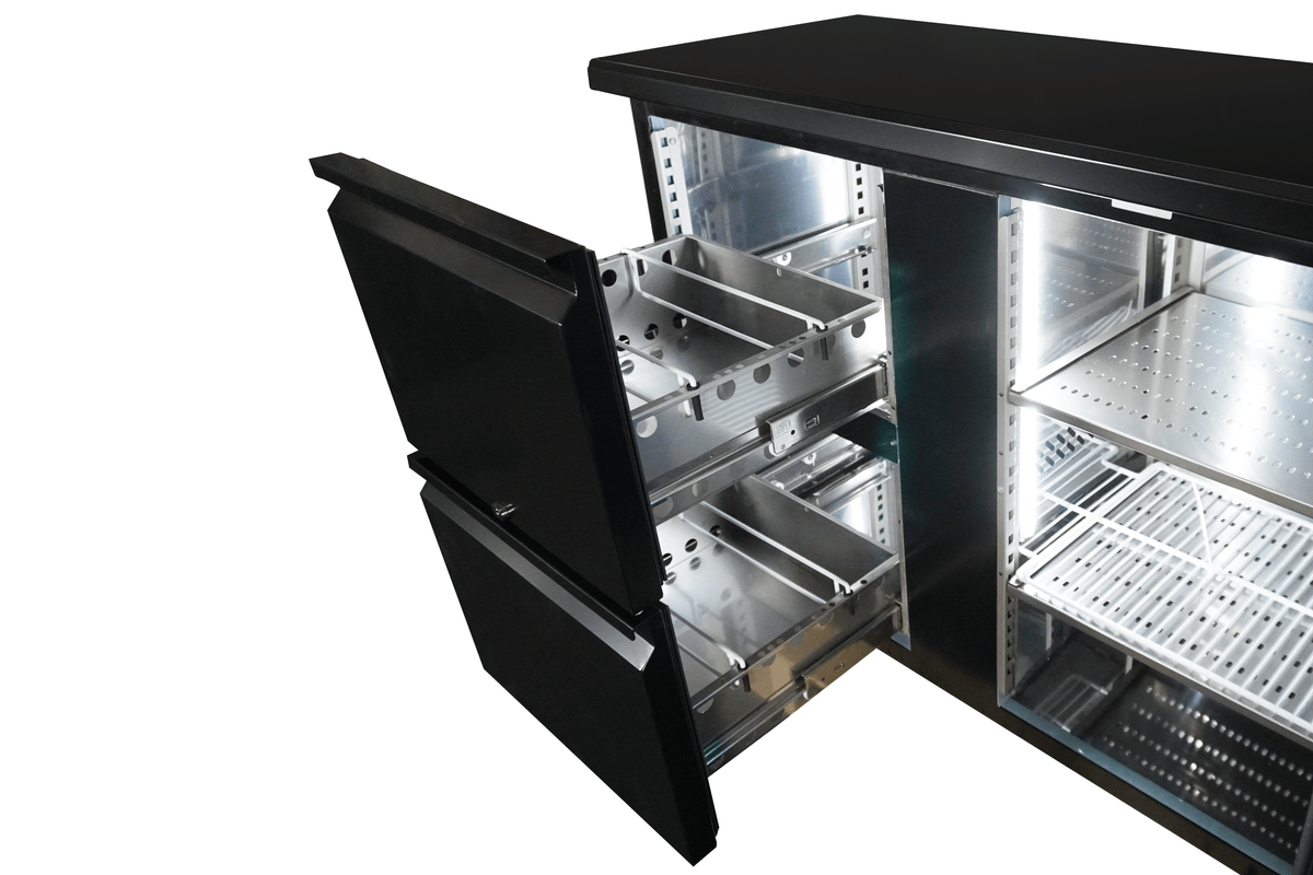 Arrière bar réfrigérée noir 3 portes et 2 tiroirs *transport sur demande* — Combisteel 7450.0326