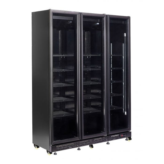 RÉFRIGÉRATEUR 3 PORTES EN VERRE NOIR NAP-1200