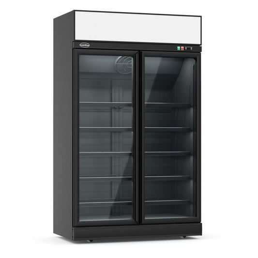 RÉFRIGÉRATEUR 2 PORTES EN VERRE NOIR INS-1000R BL