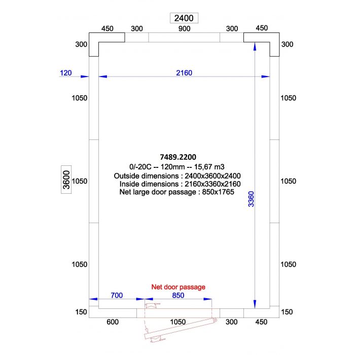 ISO 100 kamer, binnenafm. 2230 x 5030 xh 2230 mm (25,01 m³) C2710/XBF