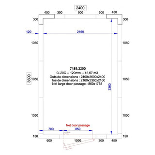 CHAMBRE FROIDE POSITIVE/NEGATIVE 2400x3600x2400 - 120 MM