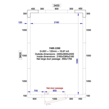 ISO 100 kamer, binnenafm. 2230 x 5030 xh 2230 mm (25,01 m³) C2710/XBF