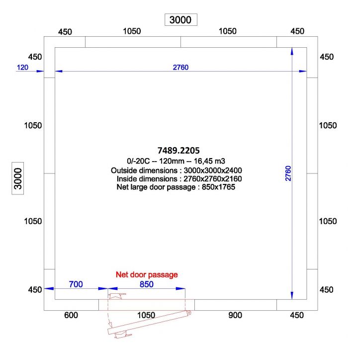 ISO 100 kamer, binnenafm. 2230 x 5030 xh 2230 mm (25,01 m³) C2710/XBF