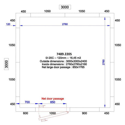 ISO 100 kamer, binnenafm. 2230 x 5030 xh 2230 mm (25,01 m³) C2710/XBF