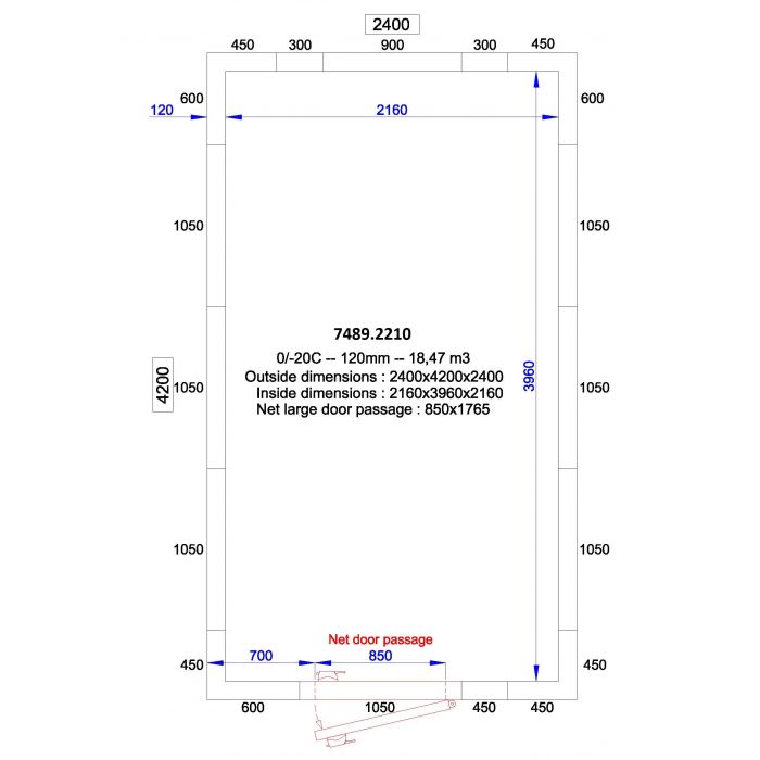 CHAMBRE FROIDE POSITIVE/NEGATIVE 2400x4200x2400 - 120 MM