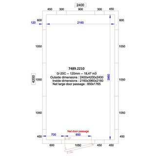 CHAMBRE FROIDE POSITIVE/NEGATIVE 2400x4200x2400 - 120 MM