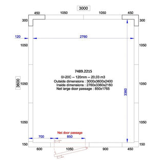 CHAMBRE FROIDE POSITIVE/NEGATIVE 3000x3600x2400 - 120 MM