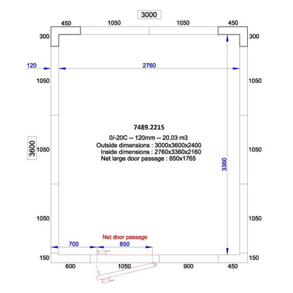 ISO 100 kamer, binnenafm. 2230 x 5030 xh 2230 mm (25,01 m³) C2710/XBF