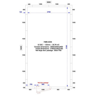 CHAMBRE FROIDE POSITIVE/NEGATIVE 3000x5400x2400 - 120 MM 7489.2225