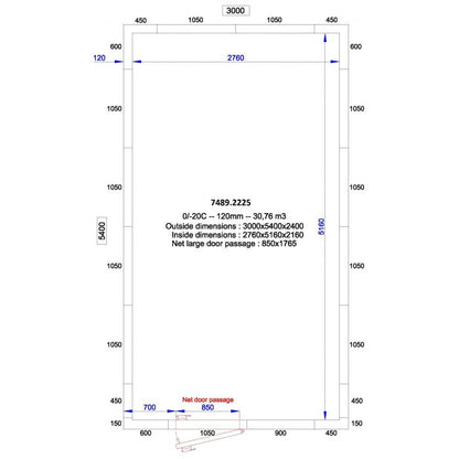 ISO 100 kamer, binnenafm. 2230 x 5030 xh 2230 mm (25,01 m³) C2710/XBF