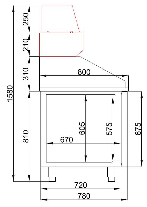 Table prép pour pizza 3 portes — Combisteel 7489.5225