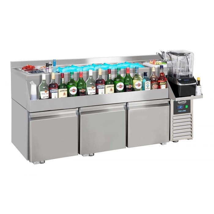3-DEURS GEKOELDE TOONBANK MET COCKTAILBAR STATION 