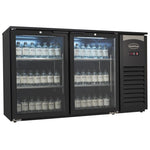 Bar réfrigéré professionnel Combisteel noir avec 2 portes vitrées, refroidissement ventilé et éclairage LED pour bar, restaurant, hôtel, café et établissement Horeca.