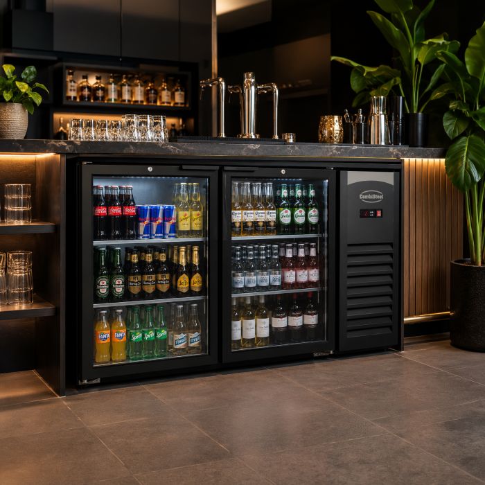 Bar réfrigéré professionnel 2 portes vitrées noir