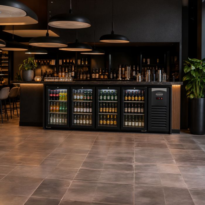 Bar réfrigéré professionnel 4 portes vitrées noir