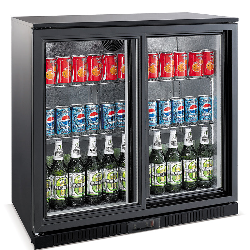 Arrière bar réfrigérée noir 2 portes coulisst — Combisteel 7527.0045
