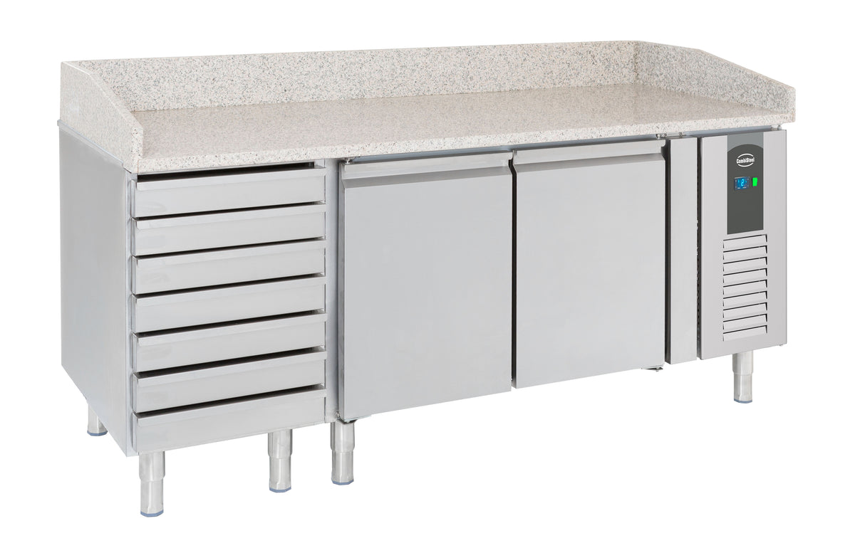 Table prép pour pizza 2 portes 7 tiroirs — Combisteel 7950.0042