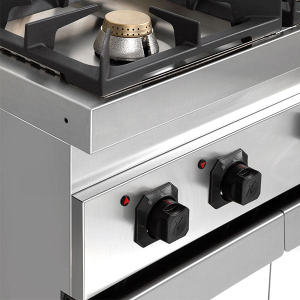 Cuisinière professionnelle à gaz 4 feux avec placard Unninox G70C20K