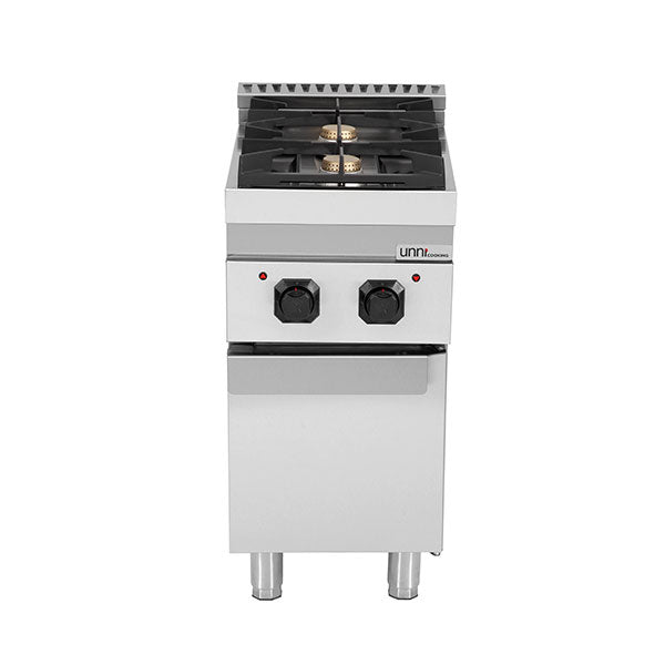 Cuisinière professionnelle à gaz 2 feux avec placard Unninox G70C10K
