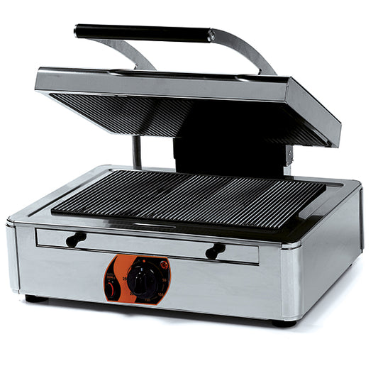 Lavasteengrill, 1/2 module, ’dubbelzijdige’ gietijzeren grill